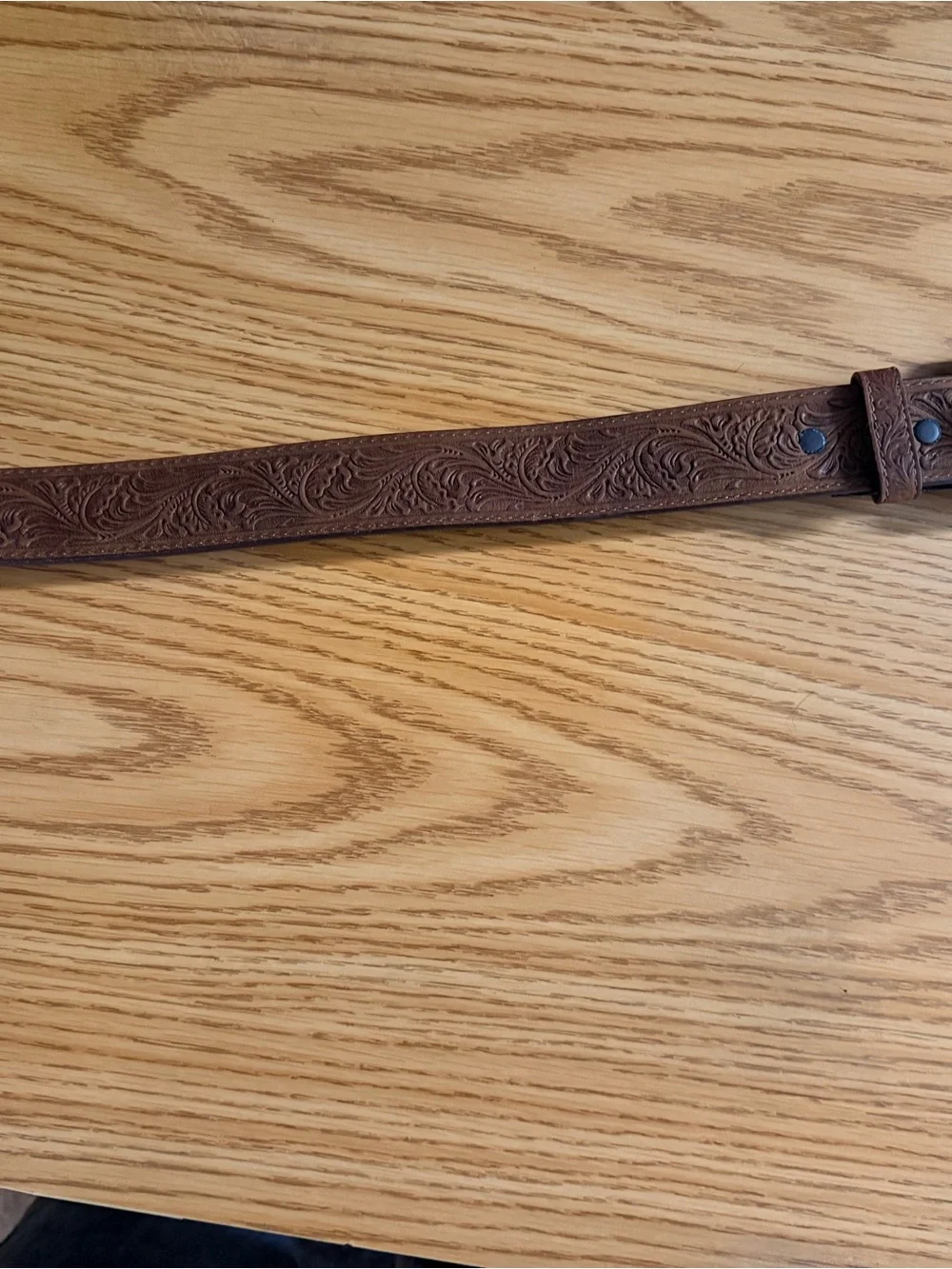 Tony Lama Brown Leather Belt with Silver Stamped Logo